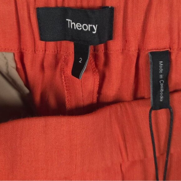 NWT THEORY LINEN Blend TRECCA Slim Crop PULL ON Pants St.N043203R Size 2 - Picture 5 of 13